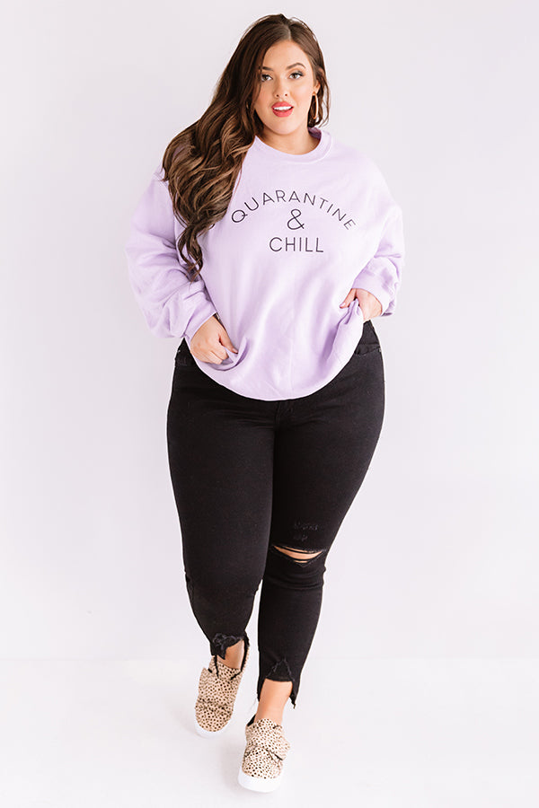 Quarantine And Chill Sweatshirt In Lavender Curves Image - 2