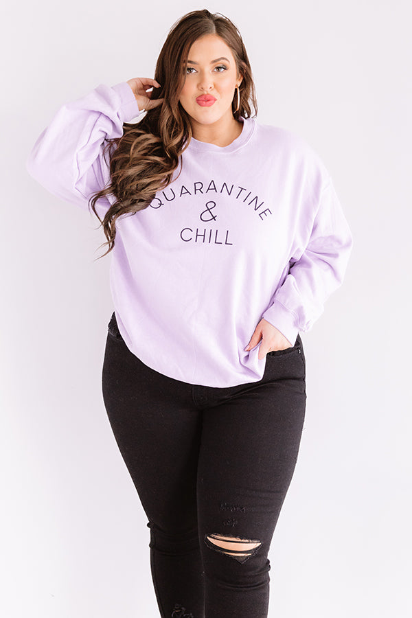 Quarantine And Chill Sweatshirt In Lavender Curves Image - 4
