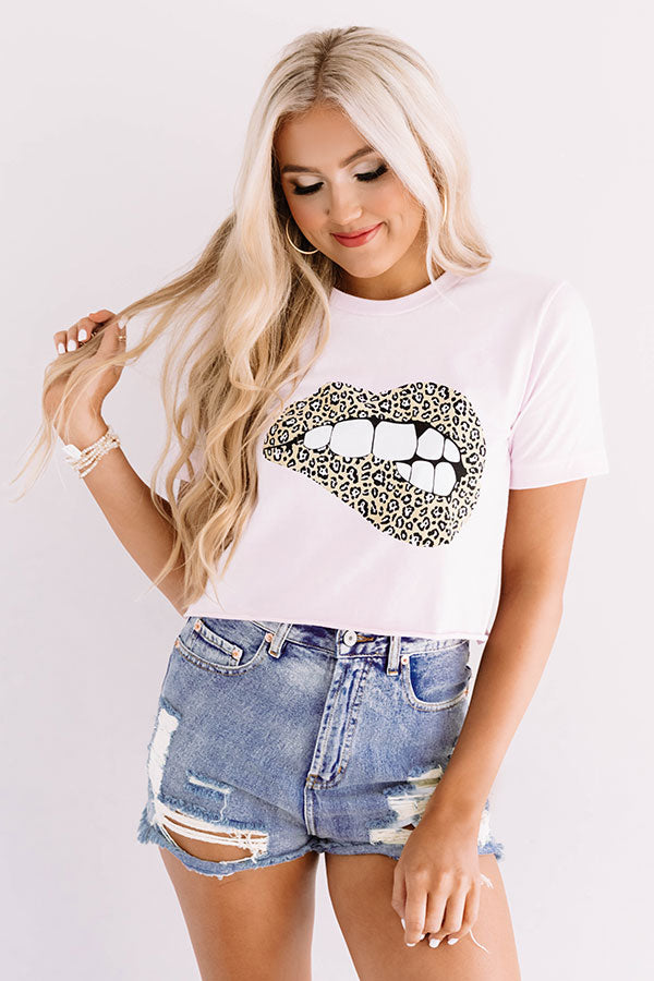 Leopard Lips Crop Top in Pink Image - 4
