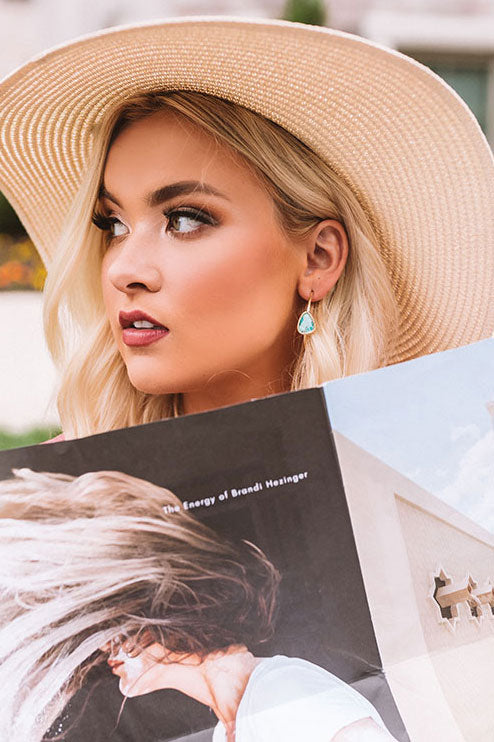 Kendra Scott Margot Gold Hoop Earrings in Sea Green Chrysocolla Image - 3