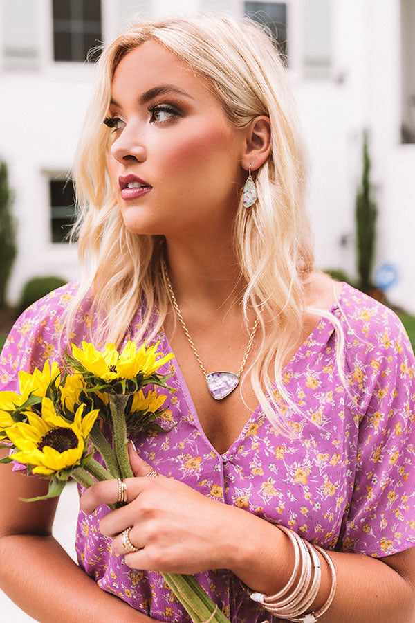 Kendra Scott Mckenna Gold Small Drop Earrings in Lilac Abalone Image - 2