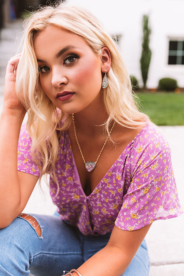 Kendra Scott Mckenna Gold Small Drop Earrings in Lilac Abalone Image - 3