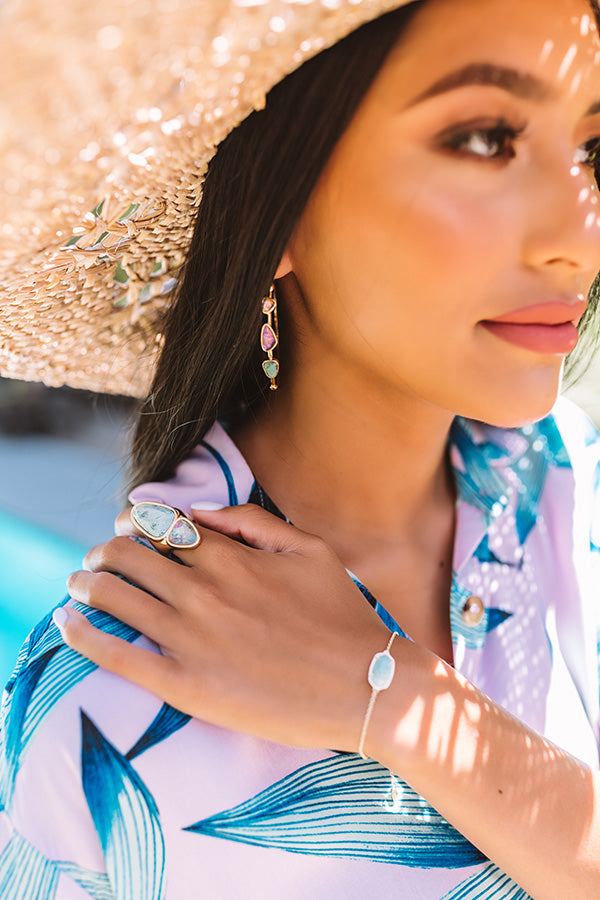 Kendra Scott Ivy Gold Hoop Earrings in Sea Green Mix Image - 1