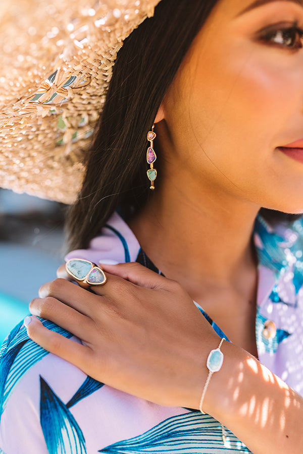 Kendra Scott Ivy Gold Hoop Earrings in Sea Green Mix Image - 2