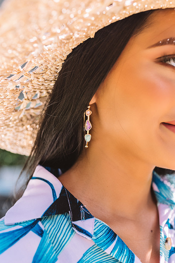 Kendra Scott Ivy Gold Hoop Earrings in Sea Green Mix Image - 3