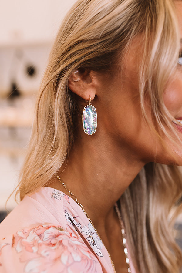 Kendra Scott Faceted Elle Gold Drop Earrings in Lilac Abalone Image - 2