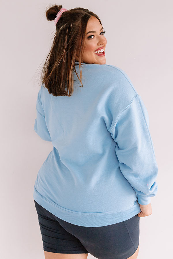 Social Distance Queen Sweatshirt in Sky Blue Curves Image - 4