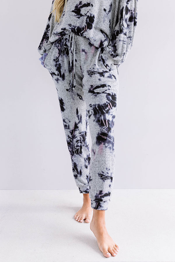 Sunday Softness Tie Dye Joggers In Grey Image - 2