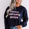 Social Distance Queen Crop Sweatshirt in Navy Image - 1