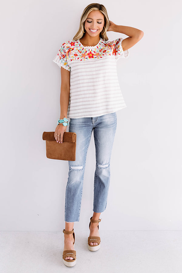Southside Sunshine Embroidered Shift Top Image - 1