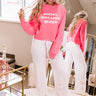 Social Distance Queen Crop Sweatshirt in Neon Pink Image - 1