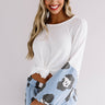 Highline Chic Waffle Knit Leopard Top in Sky Blue Image - 1
