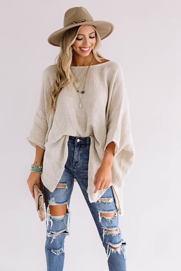 Island Breeze Knit Linen Top in Birch Image - 2