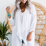 Secluded Beach Knit Linen Cardigan in White Image - 1