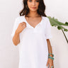 Sea Breeze Knit Linen Top in White Image - 1
