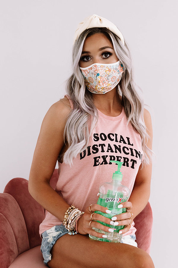 Flower Bomb Cloth Face Mask in Peach Image - 3