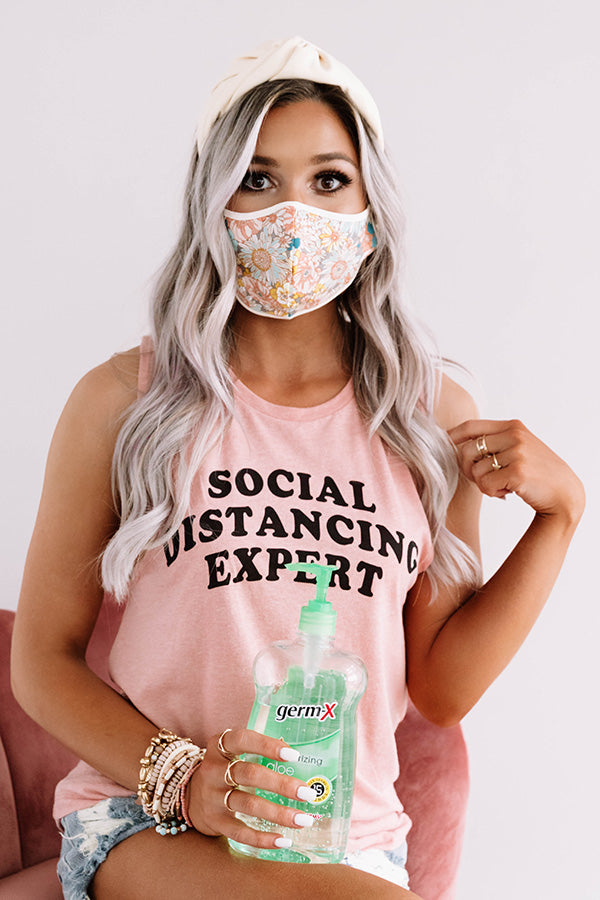 Flower Bomb Cloth Face Mask in Peach Image - 4