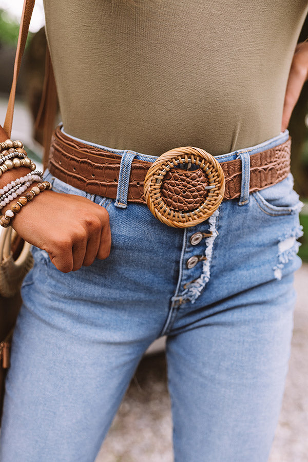 Big News Faux Leather Snake Print Belt in Brown Image - 2