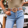 Big News Faux Leather Snake Print Belt in Brown Image - 1