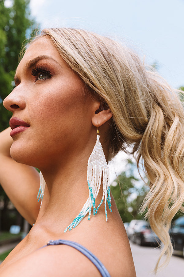 Dreaming Big Beaded Earrings In Blue Image - 2