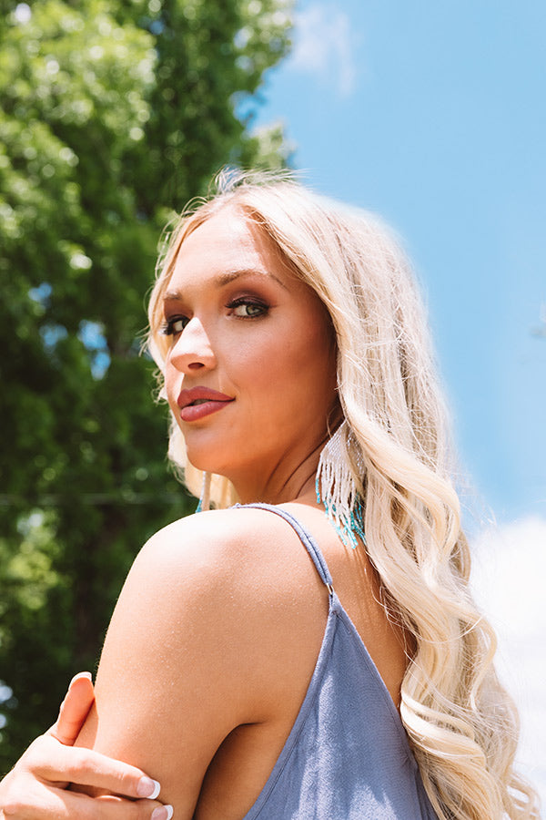 Dreaming Big Beaded Earrings In Blue Image - 1