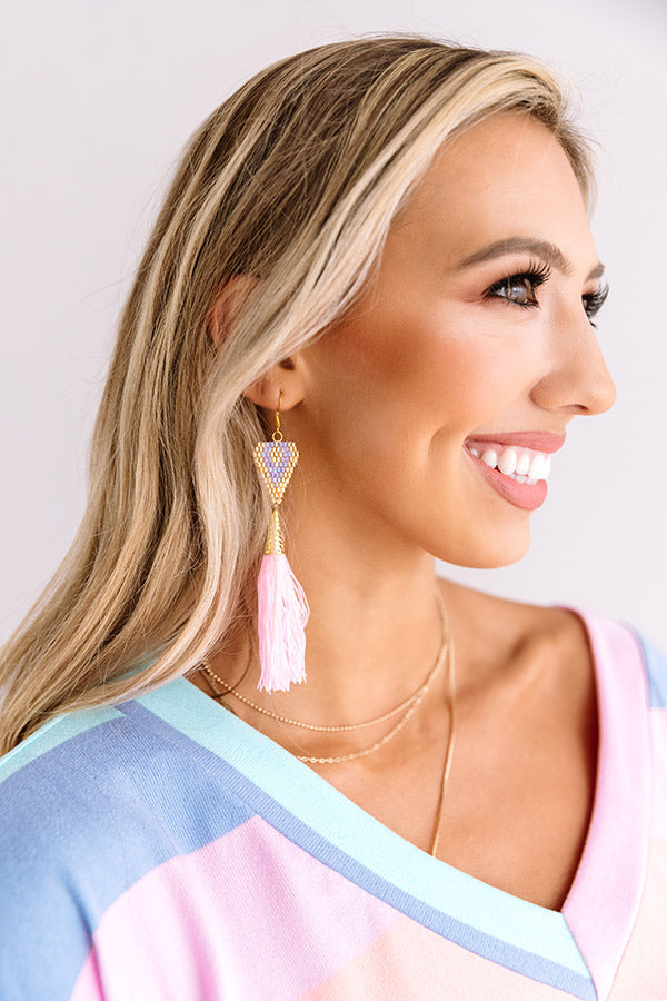 Sweet On Summer Tassel Earrings In Pink