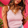 Sweet And Easy Lace Trim Tank In Blush Image - 1