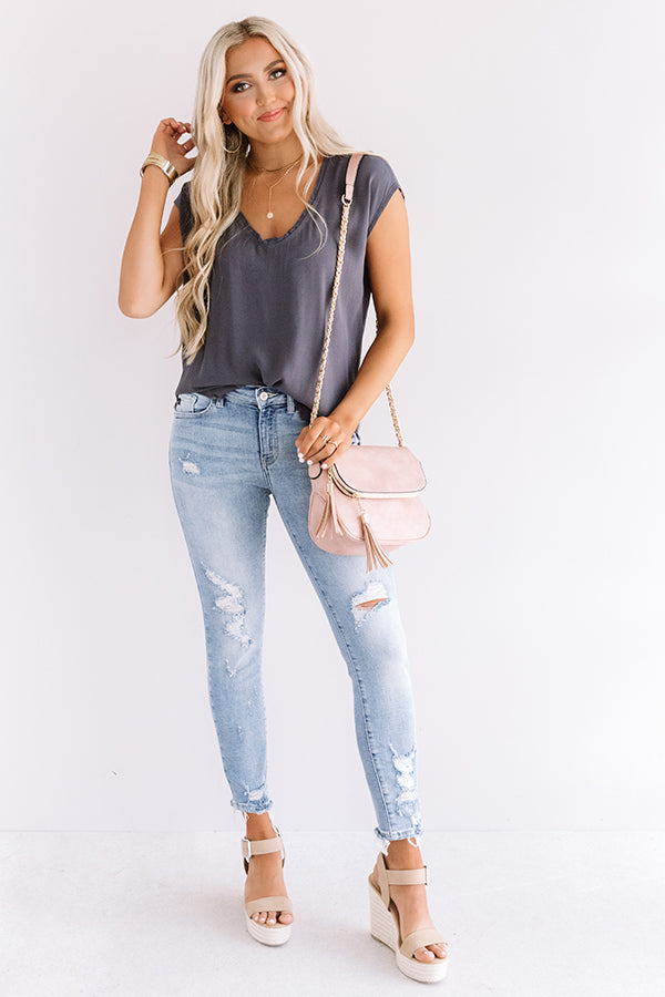 NYC Influencer Shift Top in Charcoal • Impressions Online Boutique