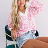 Naturally Sweet Waffle Knit Leopard Top In Pink Image - 1