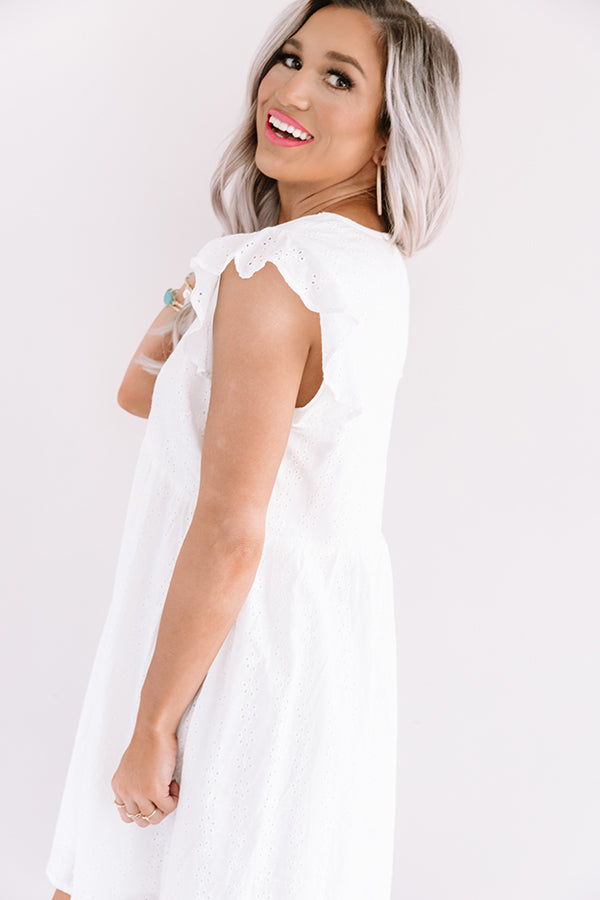 Bombay Babe Eyelet Babydoll Dress In White Image - 4