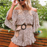 Force Of Fashion Leopard Romper in Iced Latte Image - 1