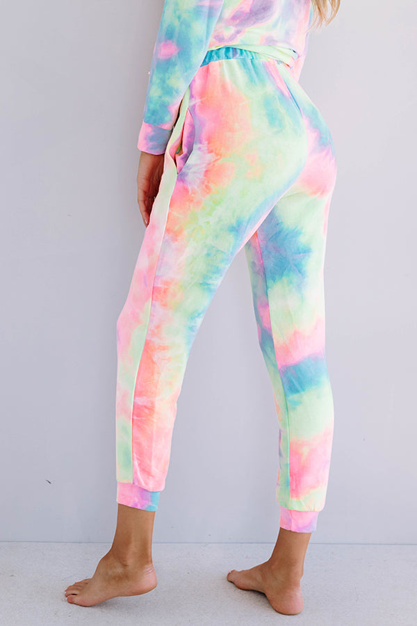 Snuggle Down Tie Dye Joggers In Pink Image - 4