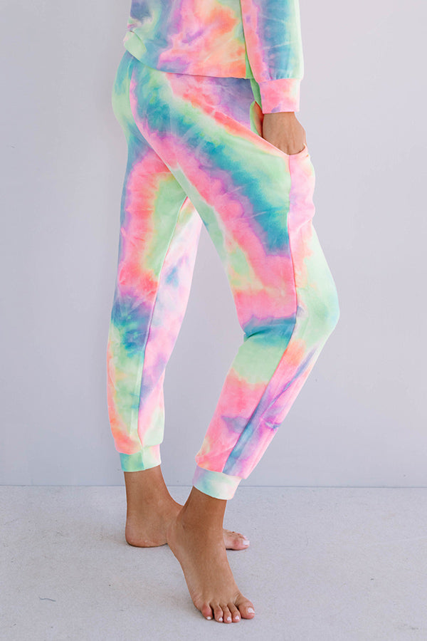 Snuggle Down Tie Dye Joggers In Pink Image - 3