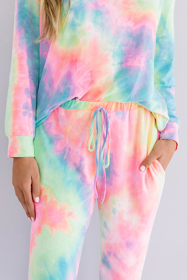 Snuggle Down Tie Dye Joggers In Pink Image - 5