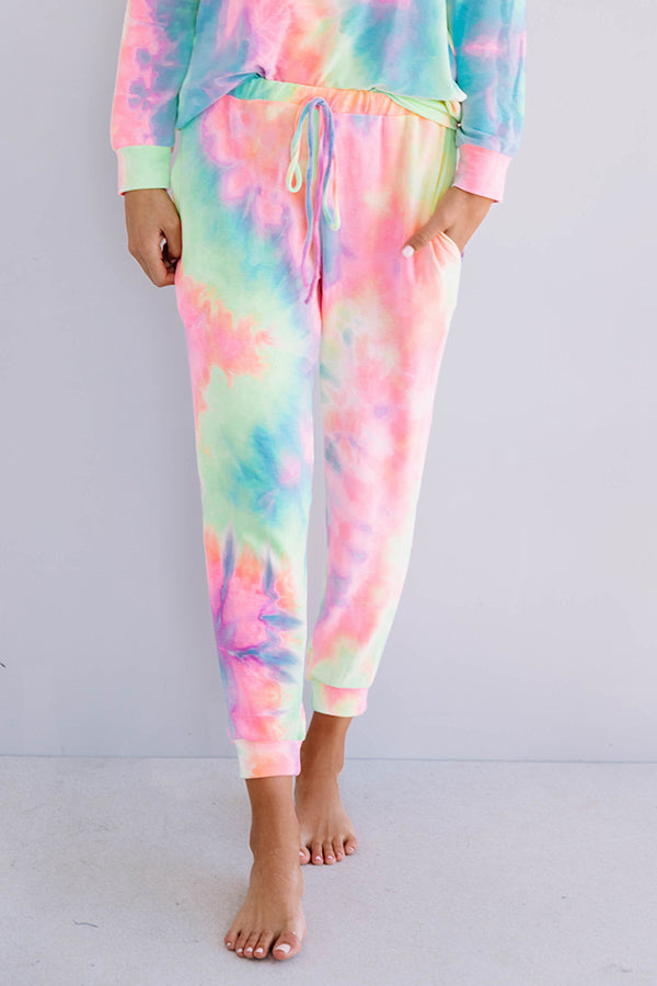 Snuggle Down Tie Dye Joggers In Pink Image - 2