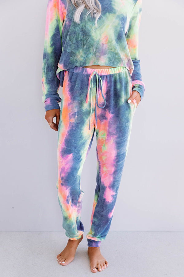 Snuggle Down Tie Dye Joggers In Navy Image - 1
