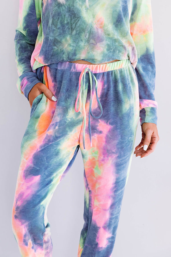 Snuggle Down Tie Dye Joggers In Navy Image - 3