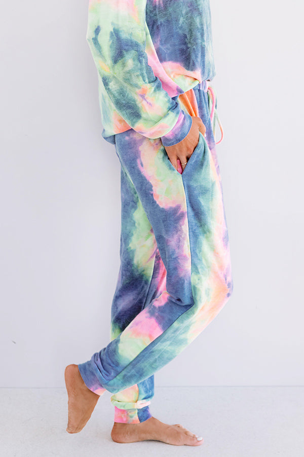 Snuggle Down Tie Dye Joggers In Navy Image - 2