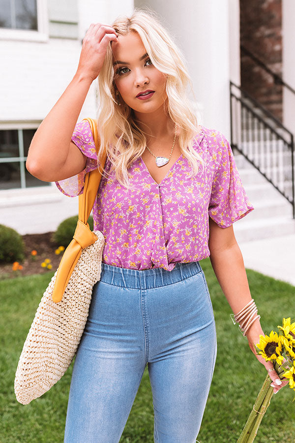 Paris Penthouse Floral Bodysuit in Orchid Image - 1