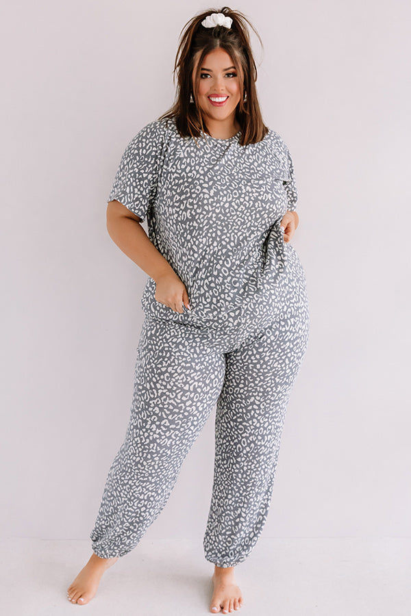 Committed To Cozy Leopard Joggers In Charcoal Curves Image - 5