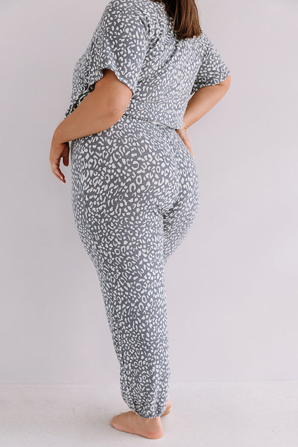 Committed To Cozy Leopard Joggers In Charcoal Curves Image - 4