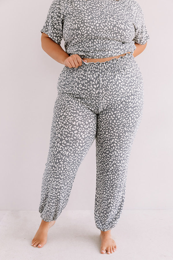 Committed To Cozy Leopard Joggers In Charcoal Curves Image - 1