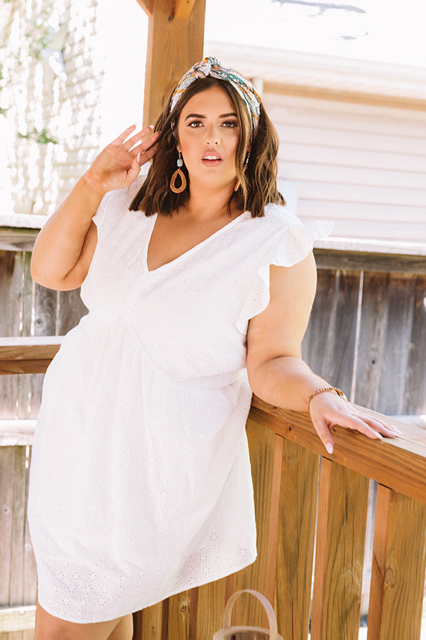 Bombay Babe Eyelet Babydoll Dress In White Curves Image - 2