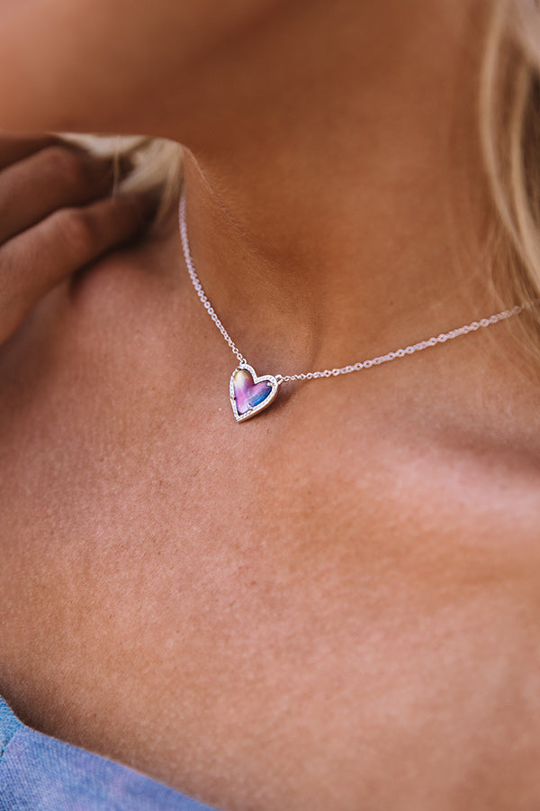 Kendra Scott Ari Heart Silver Pendant Necklace in Watercolor Illusion Image - 3