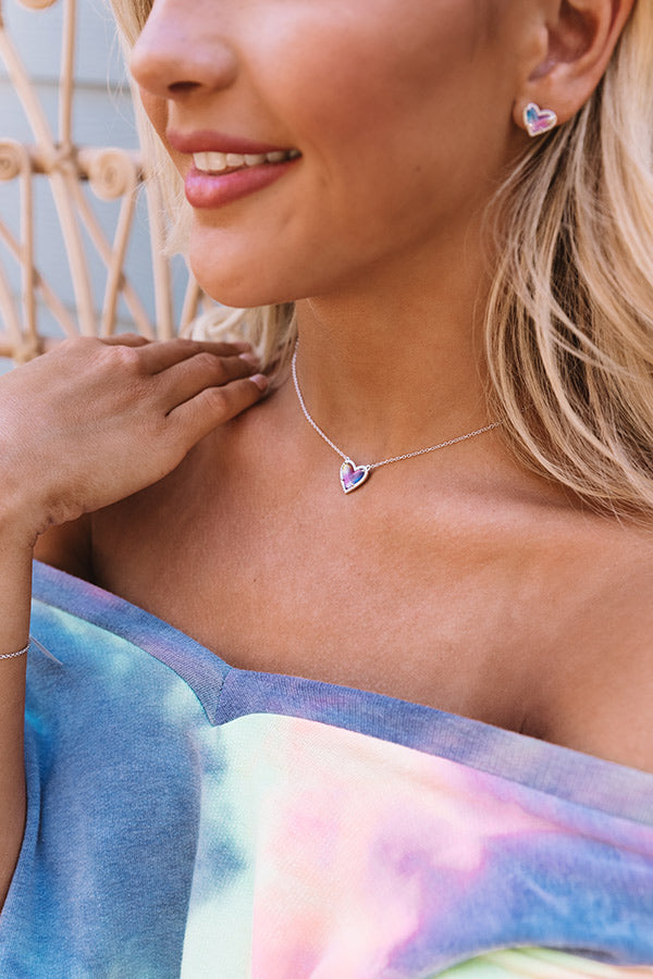 Kendra Scott Ari Heart Silver Pendant Necklace in Watercolor Illusion Image - 2