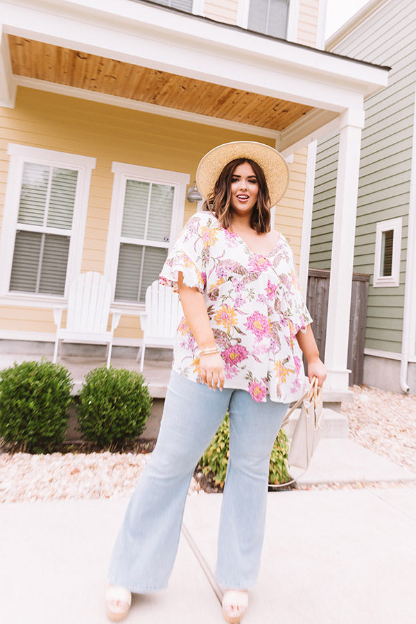 Free And Flirty Floral Babydoll Top Curves Image - 1