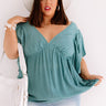 Ahead Of The Curve Babydoll Top In Turquoise Curves Image - 1