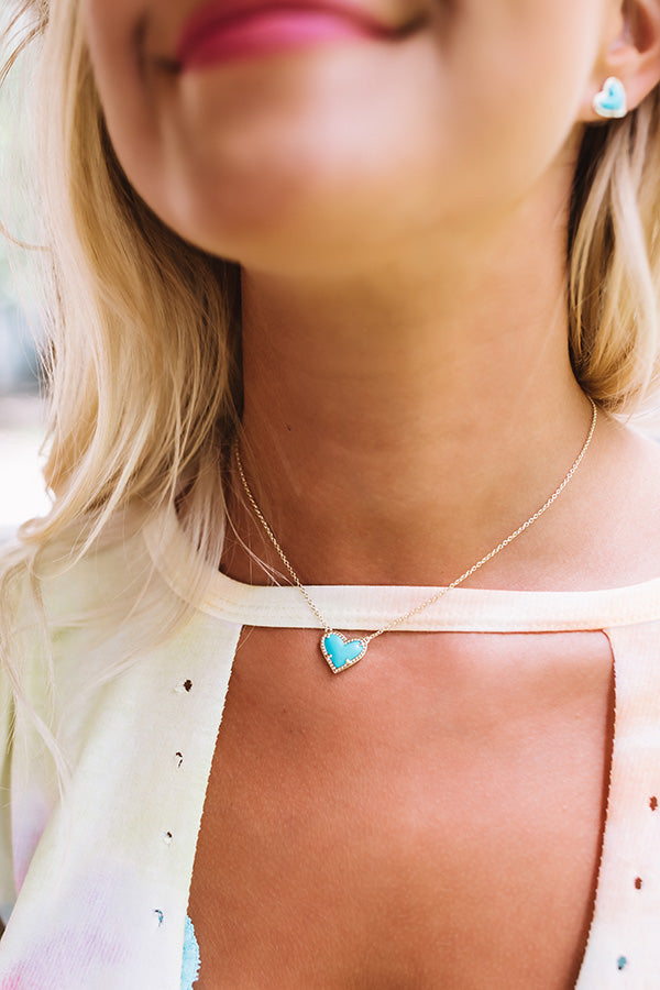 Kendra Scott Ari Heart Gold Pendant Necklace in Turquoise