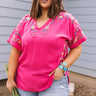 Hey, Senorita Embroidered Top In Hot Pink Curves Image - 1