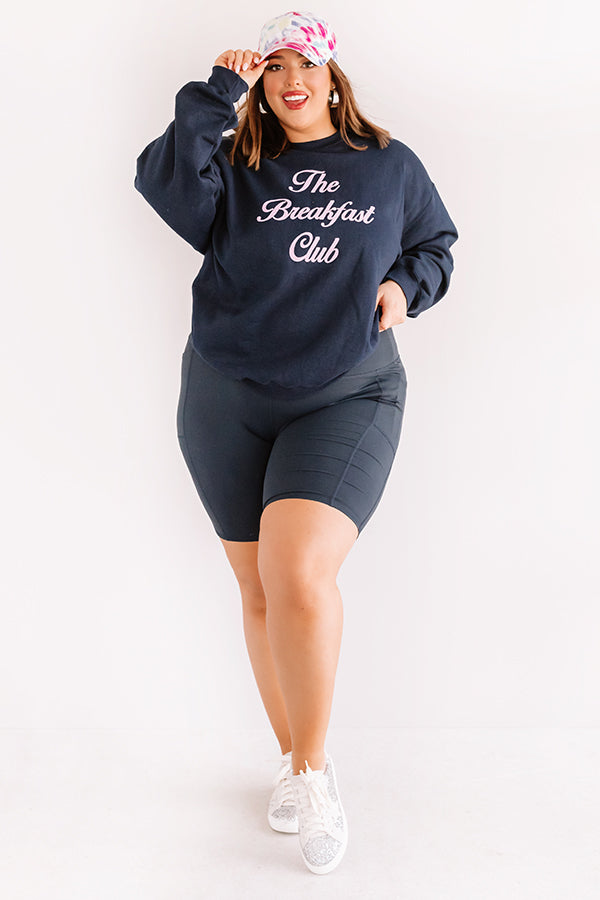 On The Right Track High Waist Active Shorts in Navy Curves Image - 4